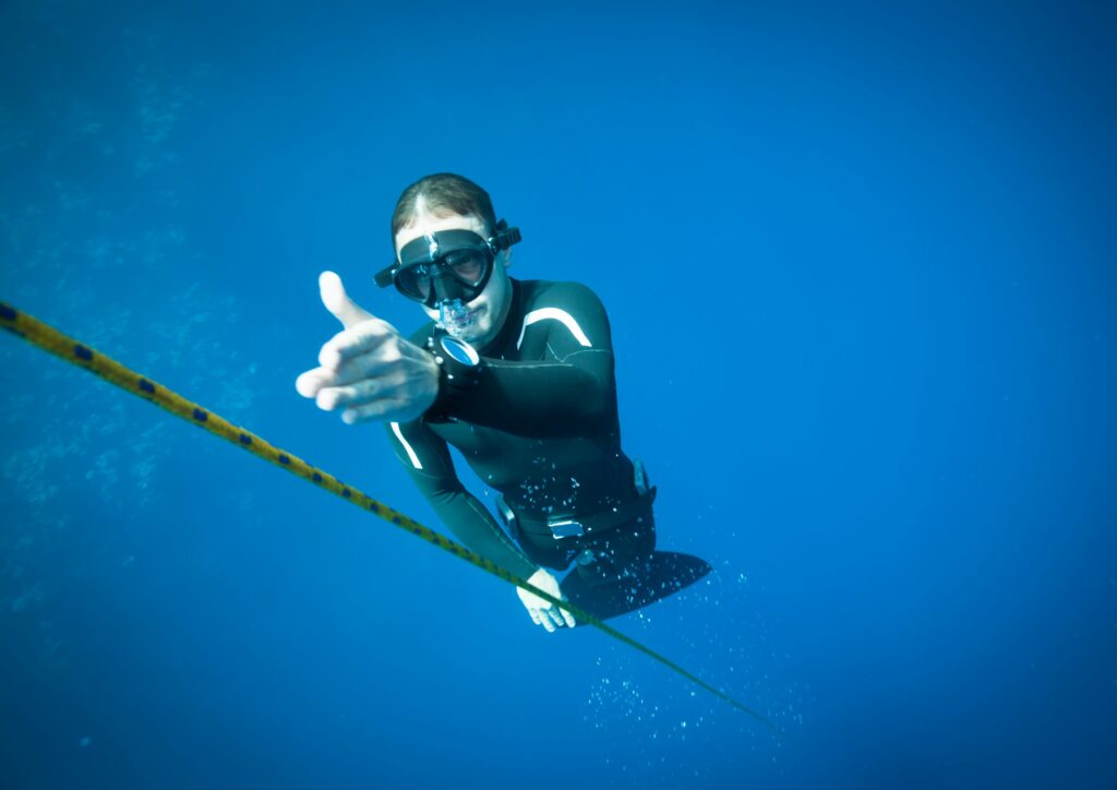 free diving with rope