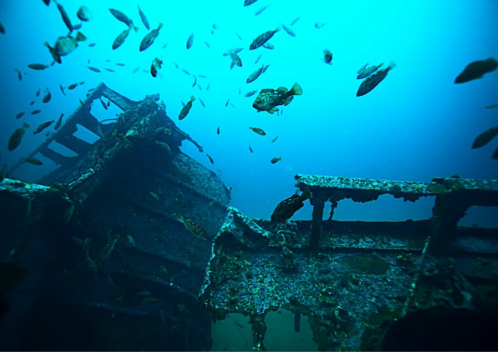 Wreck in Caribbean Dive