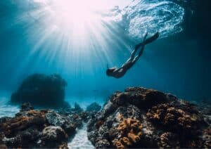 Freediving in Bali - underwater diver