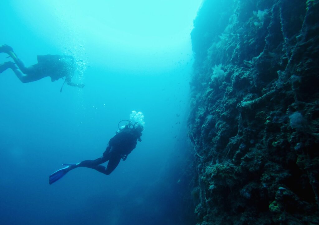 Bali Diving - Divers on wall
