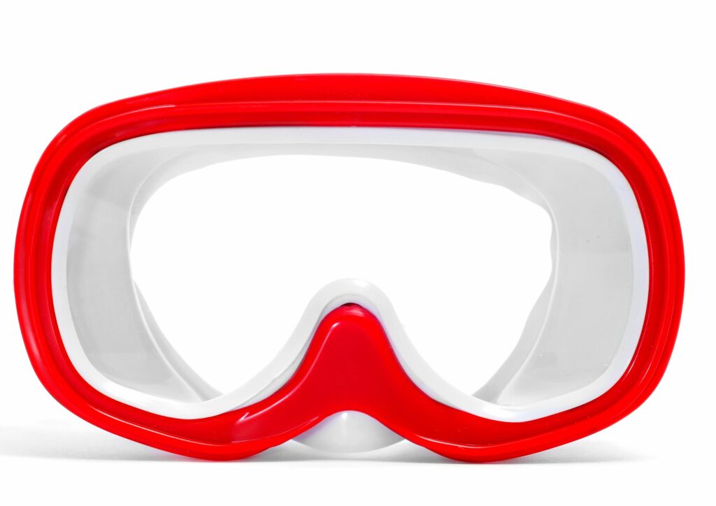 diving mask red frame