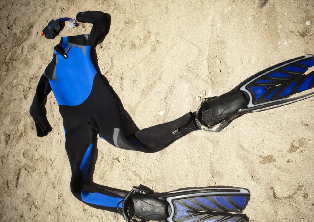 dry suit on the beach