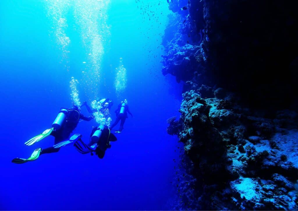 Bali Diving 4 Divers blue background